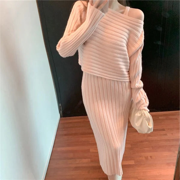 Mathily™ - Gebreide Pullover Sweater en Cami Jurk Stel