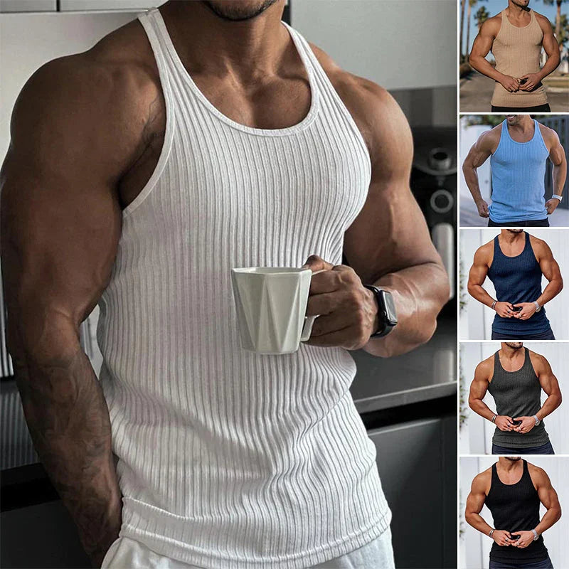 Outwar - Gestreept effen kleuren sportvest voor mannen