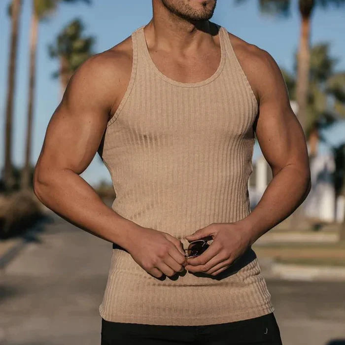 Outwar - Gestreept effen kleuren sportvest voor mannen
