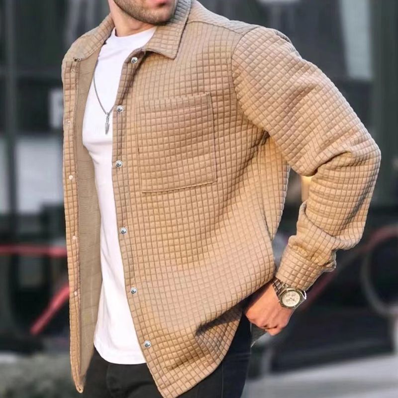 Mareko™ - Jacquard klein geruit casual overhemd jasje