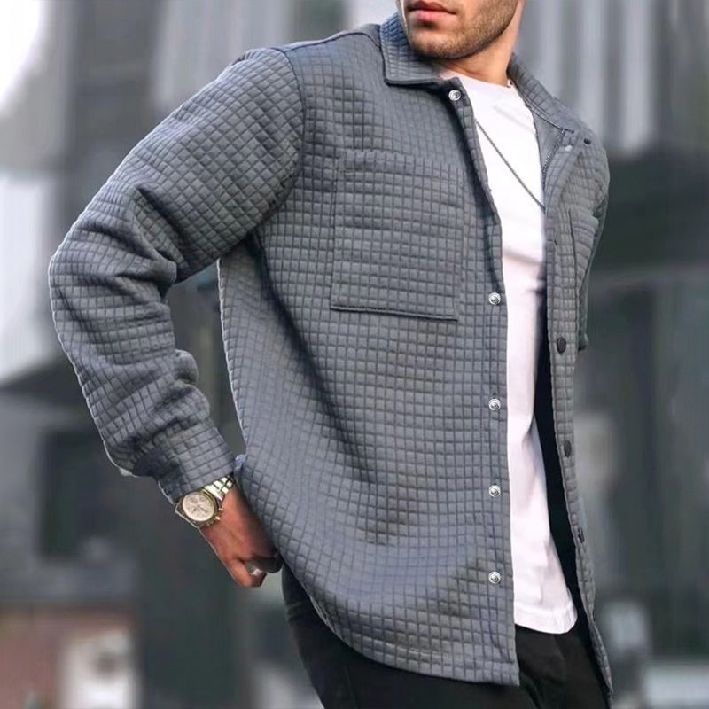 Mareko™ - Jacquard klein geruit casual overhemd jasje