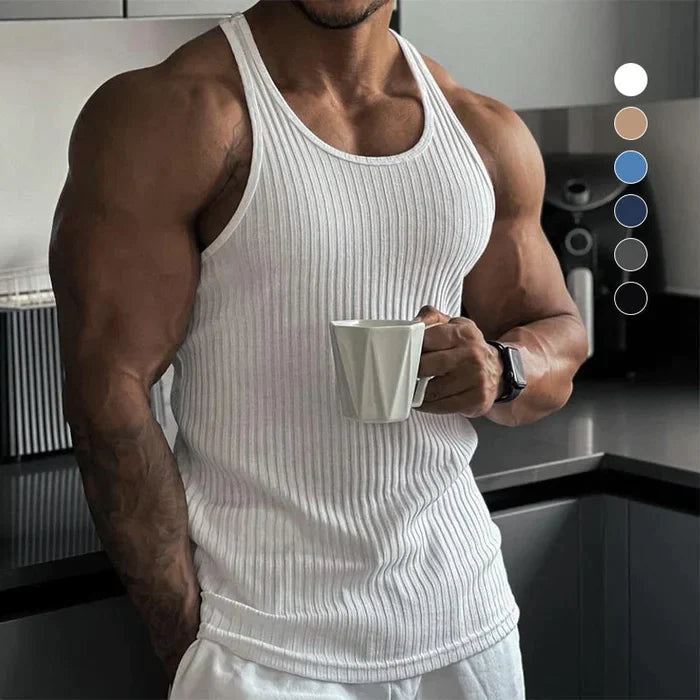 Outwar - Gestreept effen kleuren sportvest voor mannen