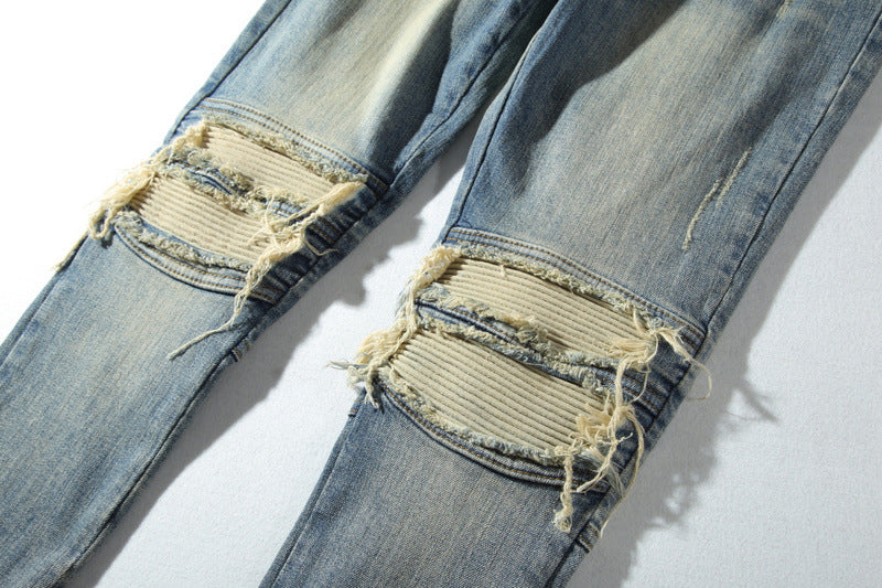 Merola - De blauw gewassen katoenen poly jeans