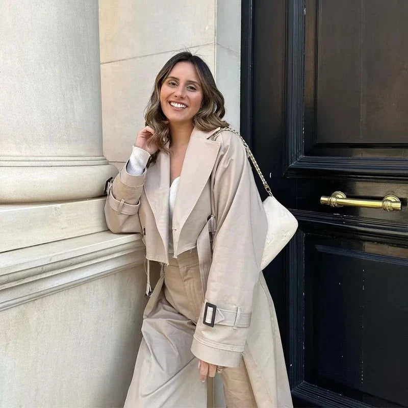 Berthy - Vrouwen Cropped Trench Langarm Mantel