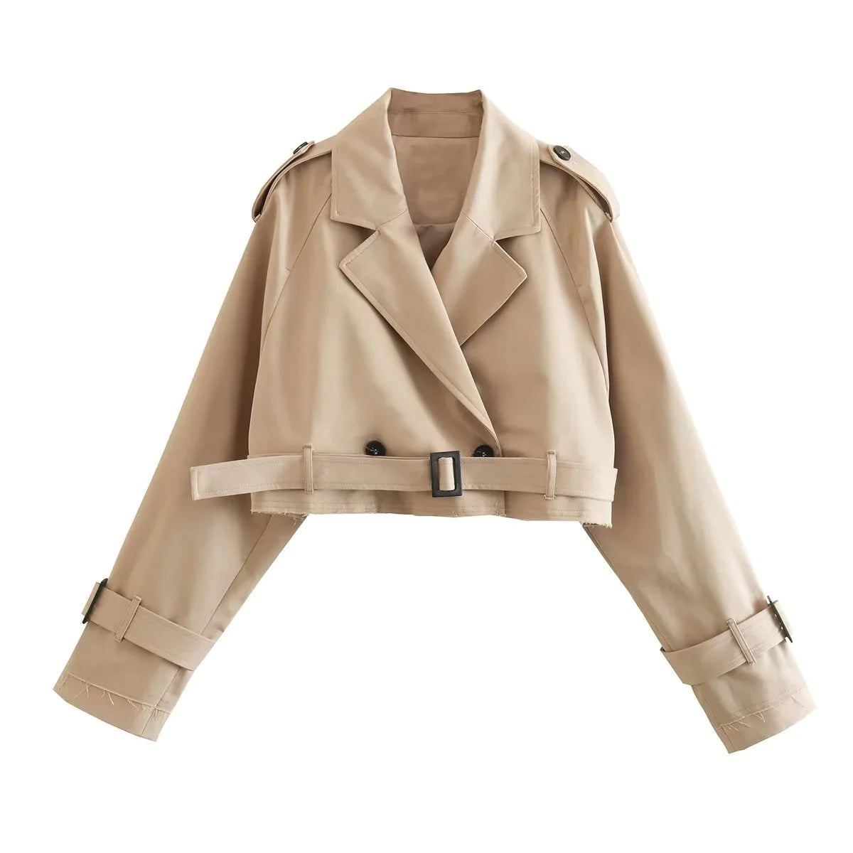 Berthy - Vrouwen Cropped Trench Langarm Mantel