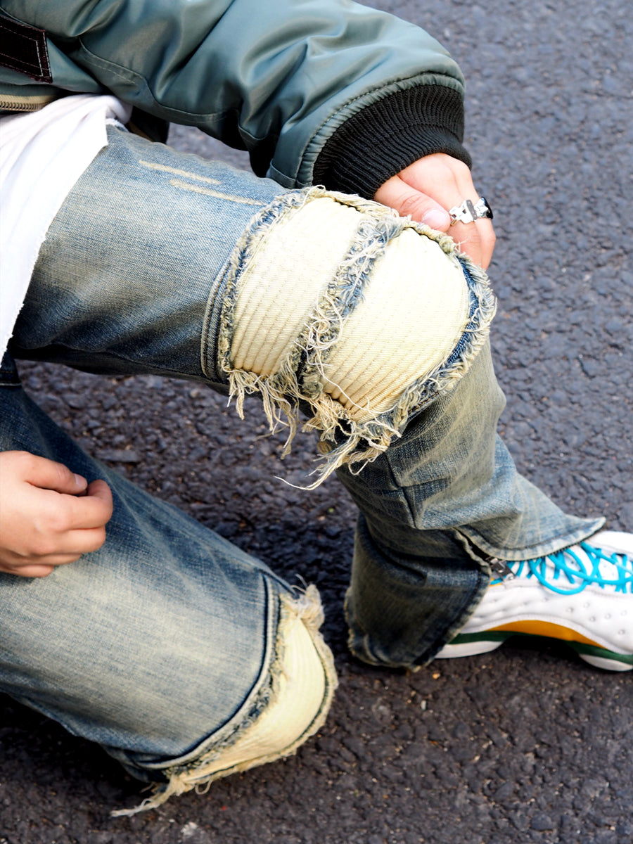 Merola - De blauw gewassen katoenen poly jeans